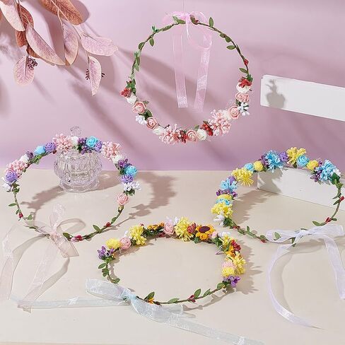 ORIGACH 16 Set DIY Flower Crown Kit Floral Crown Making Kit Make Your Own Flower Wreath Headband Handmade Floral Hair Accessories for Wedding Birthday Party DIY Adult Arts and Crafts in Saudi Arabia