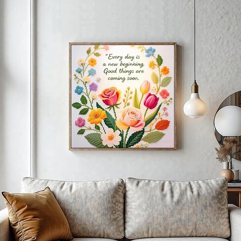 51buyoutgo 11CT Stamped Cross Stitch Kits for Adults - 12x12 in Embroidery Kit with Funny Easy Washable Quotes Pattern, Pre Printed Fabric, Fit for DIY Home Decor, Mom Gifts & Stress Relief in Kuwait