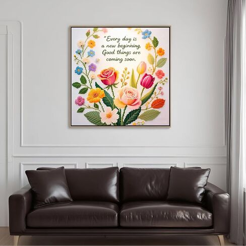 51buyoutgo 11CT Stamped Cross Stitch Kits for Adults - 12x12 in Embroidery Kit with Funny Easy Washable Quotes Pattern, Pre Printed Fabric, Fit for DIY Home Decor, Mom Gifts & Stress Relief in Kuwait