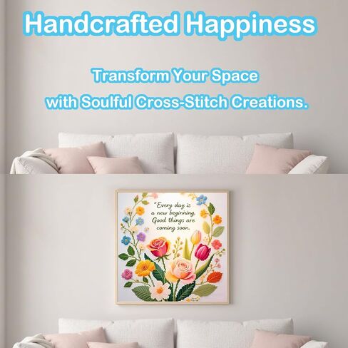 51buyoutgo 11CT Stamped Cross Stitch Kits for Adults - 12x12 in Embroidery Kit with Funny Easy Washable Quotes Pattern, Pre Printed Fabric, Fit for DIY Home Decor, Mom Gifts & Stress Relief in Kuwait