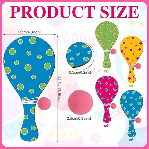 24 Pcs Wooden Paddle Balls with String Vintage Toy Set Paddle Ball Bulk for Easter Spring Birthday Party Favor Gifts in Saudi Arabia