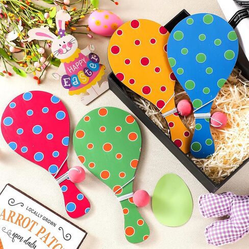 24 Pcs Wooden Paddle Balls with String Vintage Toy Set Paddle Ball Bulk for Easter Spring Birthday Party Favor Gifts in Saudi Arabia