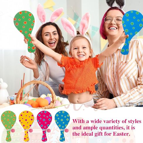 24 Pcs Wooden Paddle Balls with String Vintage Toy Set Paddle Ball Bulk for Easter Spring Birthday Party Favor Gifts in Saudi Arabia