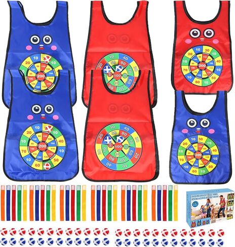 Sticky Ball Vest for Dodgeball Game, 6-Players Toy Set 6 Target Vests 48 Sticky Balls Fun Dodge Tag Game Promotes 3+ Kids Active Screen-Free, Indoor and Outside Running Games for Team Play in Saudi Arabia