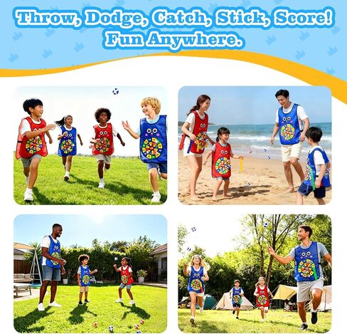 Sticky Ball Vest for Dodgeball Game, 6-Players Toy Set 6 Target Vests 48 Sticky Balls Fun Dodge Tag Game Promotes 3+ Kids Active Screen-Free, Indoor and Outside Running Games for Team Play in Saudi Arabia