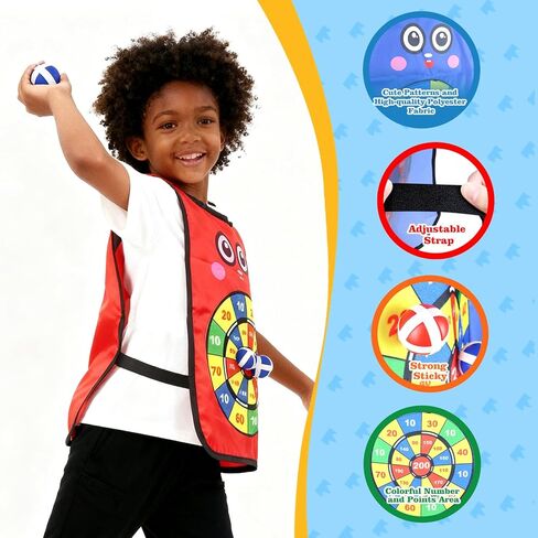 Sticky Ball Vest for Dodgeball Game, 6-Players Toy Set 6 Target Vests 48 Sticky Balls Fun Dodge Tag Game Promotes 3+ Kids Active Screen-Free, Indoor and Outside Running Games for Team Play in Saudi Arabia
