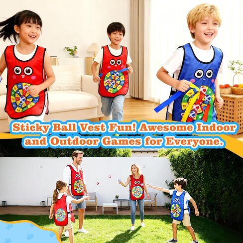 Sticky Ball Vest for Dodgeball Game, 6-Players Toy Set 6 Target Vests 48 Sticky Balls Fun Dodge Tag Game Promotes 3+ Kids Active Screen-Free, Indoor and Outside Running Games for Team Play in Saudi Arabia
