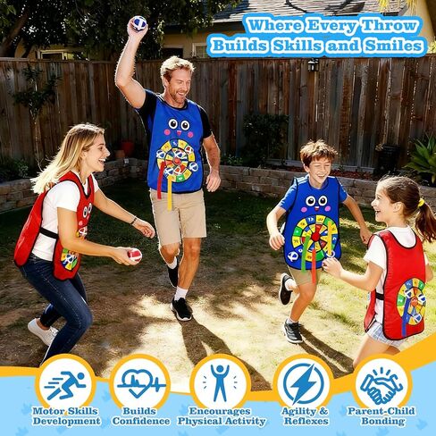 Sticky Ball Vest for Dodgeball Game, 6-Players Toy Set 6 Target Vests 48 Sticky Balls Fun Dodge Tag Game Promotes 3+ Kids Active Screen-Free, Indoor and Outside Running Games for Team Play in Saudi Arabia