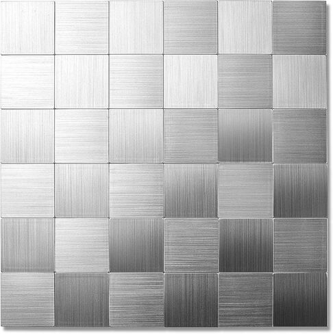 Yipscazo 20 Sheet Peel and Stick Backsplash Mosaic Tiles Stainless Steel Metal Look Kitchen Backsplash Stick on Tiles for Stove, Bathroom, Laundry in Silver (11.8'' x 11.8'') in Saudi Arabia