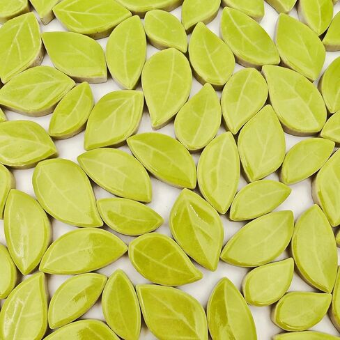 500g/1.1lb Leaf-Shaped Ceramic Mosaic Tiles,Ceramic Mosaic Pieces for Crafts,Mosaic Tiles for Home Decoration or DIY Crafts,Mosaic Making Supplies. (Dark Green) in Saudi Arabia