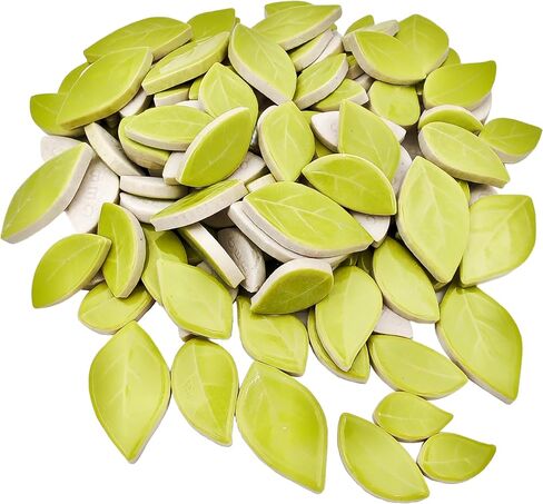 500g/1.1lb Leaf-Shaped Ceramic Mosaic Tiles,Ceramic Mosaic Pieces for Crafts,Mosaic Tiles for Home Decoration or DIY Crafts,Mosaic Making Supplies. (Dark Green) in Saudi Arabia