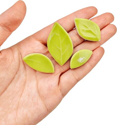 500g/1.1lb Leaf-Shaped Ceramic Mosaic Tiles,Ceramic Mosaic Pieces for Crafts,Mosaic Tiles for Home Decoration or DIY Crafts,Mosaic Making Supplies. (Dark Green) in Saudi Arabia
