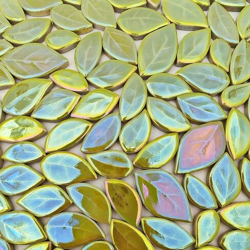 500g/1.1lb Leaf-Shaped Ceramic Mosaic Tiles,Ceramic Mosaic Pieces for Crafts,Mosaic Tiles for Home Decoration or DIY Crafts,Mosaic Making Supplies. (Dark Green) in Saudi Arabia
