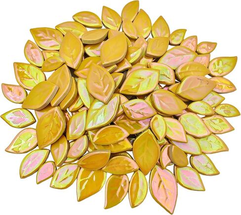 500g/1.1lb Leaf-Shaped Ceramic Mosaic Tiles,Ceramic Mosaic Pieces for Crafts,Mosaic Tiles for Home Decoration or DIY Crafts,Mosaic Making Supplies. (Dark Green) in Saudi Arabia