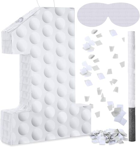Piñata Set with Blindfold Bat Confetti, Sports Theme Piñata for Golf Ball Piñata Birthday Party Decoration 16 x 11 x 3 Inch(Golf Number 1) in Saudi Arabia
