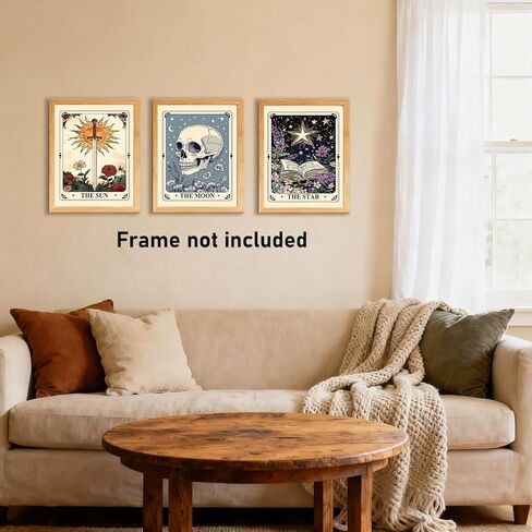 RLTXBUK Tarot Cross Stitch Kits,3 Pack Vintage Celestial Sun Moon Star Stamped Counted Cross Stitch Kits for Adults, Mystical Gothic Botanical Tarot Card Needlepoint, 11.8x15.8 Inch in Kuwait