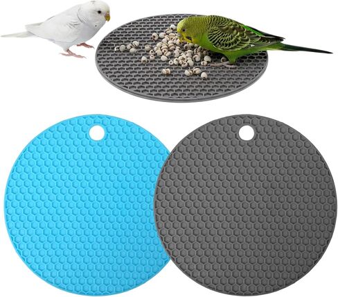 2 Pcs Bird Slow Feeder Mats, Interactive Foraging Mat, Extend Eating Time, Birds Toy for Parakeet, Cockatiel, African Grey, Conure (Blue & Grey) in Saudi Arabia