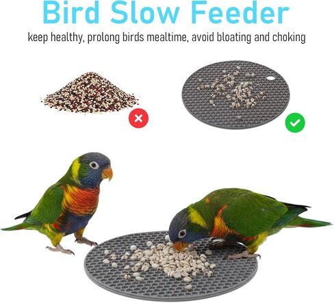 2 Pcs Bird Slow Feeder Mats, Interactive Foraging Mat, Extend Eating Time, Birds Toy for Parakeet, Cockatiel, African Grey, Conure (Blue & Grey) in Saudi Arabia