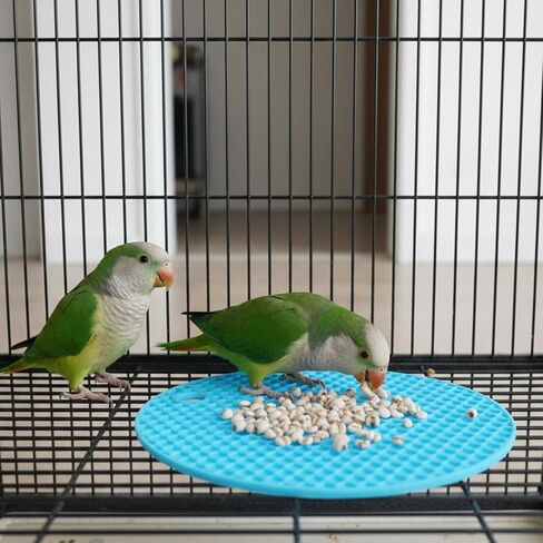 2 Pcs Bird Slow Feeder Mats, Interactive Foraging Mat, Extend Eating Time, Birds Toy for Parakeet, Cockatiel, African Grey, Conure (Blue & Grey) in Saudi Arabia