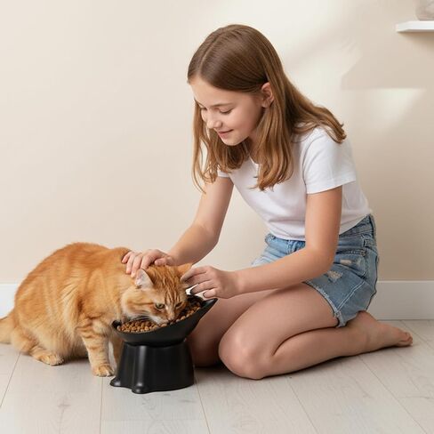 6Pcs Elevated Cat Bowls, 15°Raised Cat Food Bowl, Anti Vomiting Tilted Raised Whisker Friendly Cats Dishes, Plastic Pet Food and Water Bowls for Cats and Small Dogs in Saudi Arabia