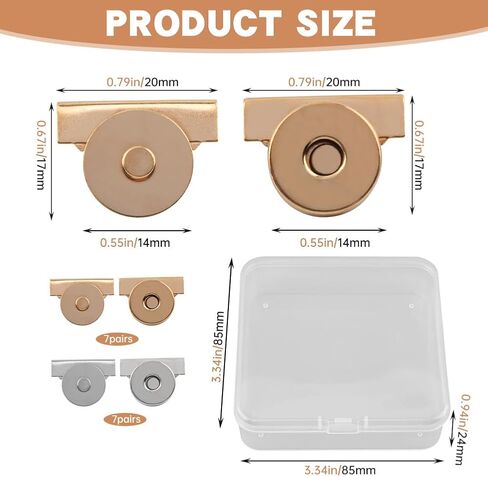 14 زوجًا من الأزرار المغناطيسية، أزرار مغناطيسية معدنية غير ملحومة مخيطة على المشابك، مغناطيس مثبت بدون خياطة مناسب للحقائب، والمحفظة، والملابس، والحرف اليدوية، وإكسسوارات DIY in Kuwait