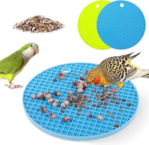 2Pcs Bird Foraging Mats, Bird Slow Feeder Mats, Interactive Foraging Mat for Parakeets, Cockatiels and Small Birds (Green/Light Blue) in Saudi Arabia