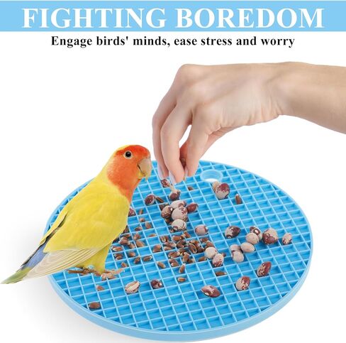 2Pcs Bird Foraging Mats, Bird Slow Feeder Mats, Interactive Foraging Mat for Parakeets, Cockatiels and Small Birds (Green/Light Blue) in Saudi Arabia