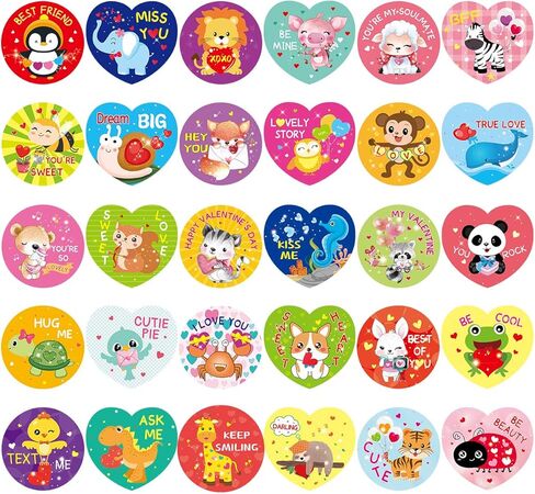 Fancy Land 600 Valentines Sticker for Kids Heart Animal Sticker for Valentine’s Day Party Decoration in Kuwait