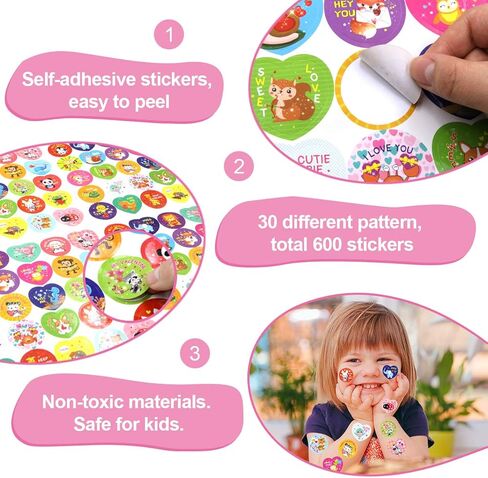 Fancy Land 600 Valentines Sticker for Kids Heart Animal Sticker for Valentine’s Day Party Decoration in Kuwait