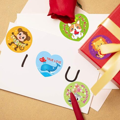 Fancy Land 600 Valentines Sticker for Kids Heart Animal Sticker for Valentine’s Day Party Decoration in Kuwait