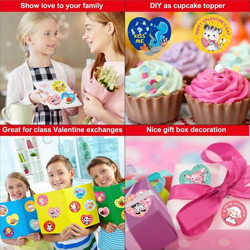 Fancy Land 600 Valentines Sticker for Kids Heart Animal Sticker for Valentine’s Day Party Decoration in Kuwait