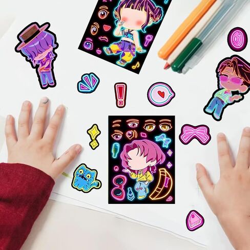 ملصق Kpop Idol Neon، مجموعة ملصقات إبداعية مكونة من 32 ورقة DIY 8 تصميمات فريدة مقاومة للماء للمجلات والهاتف والكمبيوتر المحمول وكأس التزلج وحقيبة الأشياء الجيدة تصنع ملصقات للوجه وحفلات أعياد الميلاد والأنشطة الصفية in Kuwait