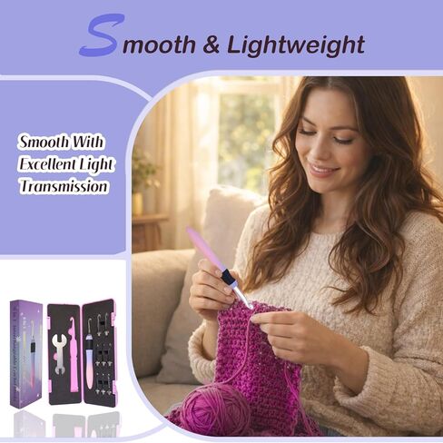 Yarniss Interchangeable Crochet Hooks with Screw Handle,8 Size Ergonomic Crochet Hooks with Comfortable Handle 2.5~6.5mm,Gradient Purple in Saudi Arabia