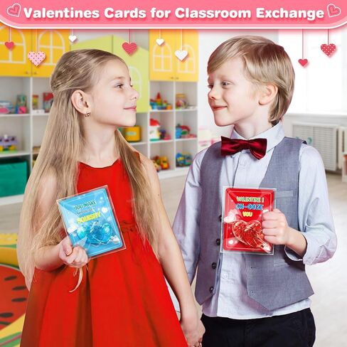 Valentines Day Gifts Cards for Kids, 24 Pack Heart Stress Balls with Greeting Cards, Stretchy Toy Balls Bulk Gift for Kids Classroom Exchange Prizes, Squeeze Fidget Toys for Party Favor in Saudi Arabia