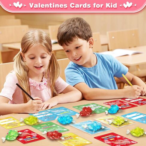 Valentines Day Gifts Cards for Kids, 24 Pack Heart Stress Balls with Greeting Cards, Stretchy Toy Balls Bulk Gift for Kids Classroom Exchange Prizes, Squeeze Fidget Toys for Party Favor in Saudi Arabia