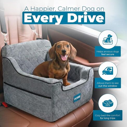 Small Dog car seat with Premium Memory Foam & Safety Straps – Cozy Dog Bed for Car for Daily Travel & Road Trips for Medium Sized Dogs - Washable Design with Anti-Slip Base in Saudi Arabia