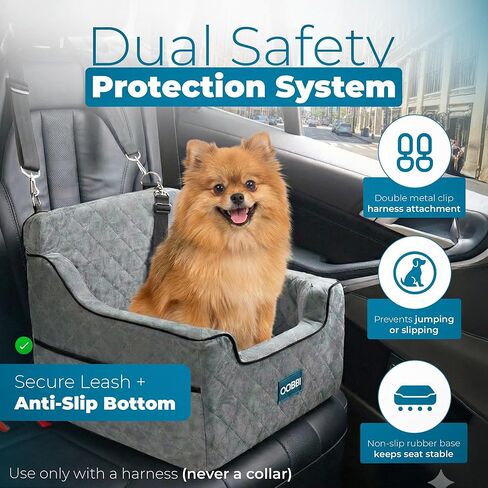 Small Dog car seat with Premium Memory Foam & Safety Straps – Cozy Dog Bed for Car for Daily Travel & Road Trips for Medium Sized Dogs - Washable Design with Anti-Slip Base in Saudi Arabia