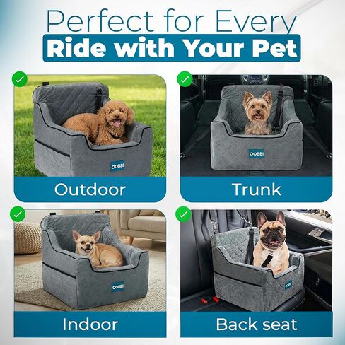 Small Dog car seat with Premium Memory Foam & Safety Straps – Cozy Dog Bed for Car for Daily Travel & Road Trips for Medium Sized Dogs - Washable Design with Anti-Slip Base in Saudi Arabia