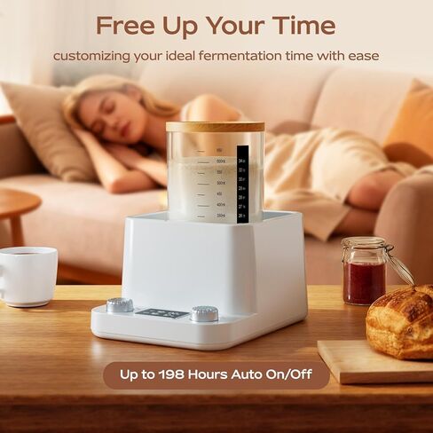 Sourdough Starter Warmer – Water Bath Uniform Warming, Precise 1°F Thermostat (70–104°F), 198H Timer, Fits Jars Up to 50oz, Sourdough Kit for Sourdough Home Baking & Consistent in Saudi Arabia