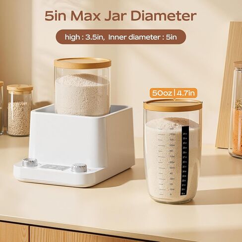 Sourdough Starter Warmer – Water Bath Uniform Warming, Precise 1°F Thermostat (70–104°F), 198H Timer, Fits Jars Up to 50oz, Sourdough Kit for Sourdough Home Baking & Consistent in Saudi Arabia
