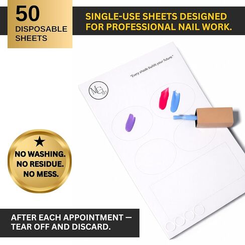 PRO Palette Disposable Nail Art Sheets, 50 Sheets (5 x 8 in), Non-Slip Silicone Stickers Included, Professional Gel Mixing & Work Surface for Nail Technicians in Saudi Arabia
