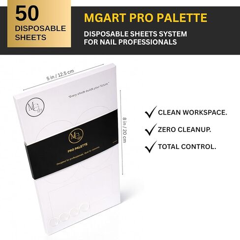PRO Palette Disposable Nail Art Sheets, 50 Sheets (5 x 8 in), Non-Slip Silicone Stickers Included, Professional Gel Mixing & Work Surface for Nail Technicians in Saudi Arabia