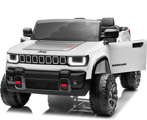 ألعاب ركوب XL 24 فولت للأطفال الكبار، سيارة جيب ريكون مرخصة بمقعدين مع جهاز تحكم عن بعد، قيادة رباعية الدفع على شاحنة مع وزن 132 رطل، ممتص للصدمات، بداية ناعمة، أضواء، موسيقى (أبيض) in Kuwait
