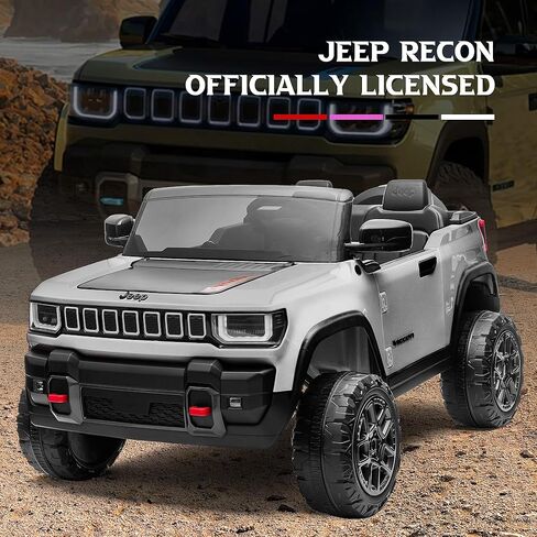 ألعاب ركوب XL 24 فولت للأطفال الكبار، سيارة جيب ريكون مرخصة بمقعدين مع جهاز تحكم عن بعد، قيادة رباعية الدفع على شاحنة مع وزن 132 رطل، ممتص للصدمات، بداية ناعمة، أضواء، موسيقى (أبيض) in Kuwait