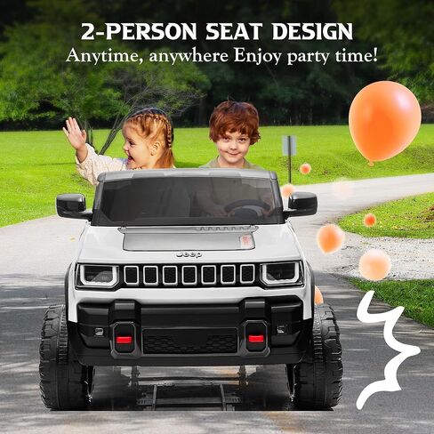 ألعاب ركوب XL 24 فولت للأطفال الكبار، سيارة جيب ريكون مرخصة بمقعدين مع جهاز تحكم عن بعد، قيادة رباعية الدفع على شاحنة مع وزن 132 رطل، ممتص للصدمات، بداية ناعمة، أضواء، موسيقى (أبيض) in Kuwait