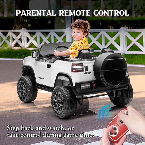 ألعاب ركوب XL 24 فولت للأطفال الكبار، سيارة جيب ريكون مرخصة بمقعدين مع جهاز تحكم عن بعد، قيادة رباعية الدفع على شاحنة مع وزن 132 رطل، ممتص للصدمات، بداية ناعمة، أضواء، موسيقى (أبيض) in Kuwait