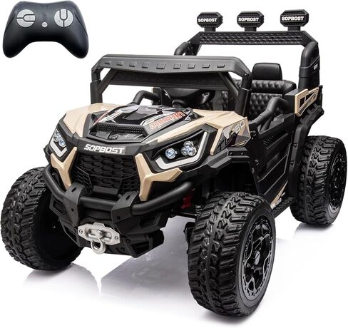 Sopbost 24V Premium 4x4 Ride On UTV for Kids with Remote Control, Electric Off-Road Truck with EVA Rubber Tires, 2WD/4WD Switch, Music & LED Lights, Battery Powered Car for Big Kids Ages 3–8 (Pink) in Saudi Arabia