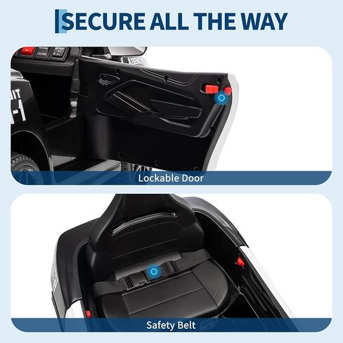12V Police Car Ride on Toys, Ride on Electric Car for Kids to Drive, Battery Powered, Remote Control, Emergency Alert Tones, Megaphone, Flashing Lights, Music, Spring Suspension, Birthday & Xmas Gifts in Saudi Arabia