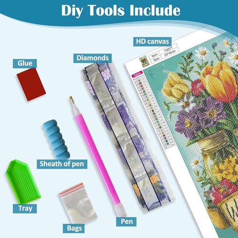 ترحيب الربيع زهرة الماس مجموعات الفن للبالغين، 5D الماس مجموعات الطلاء للبالغين المبتدئين، DIY كامل جولة الحفر الماس نقطة اللوحة جوهرة الفن مجموعات للبالغين، ديكور جدار المنزل 11.8x15.7 بوصة in Saudi Arabia
