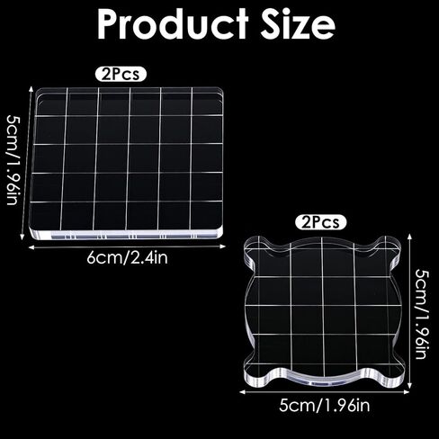 4Pcs Acrylic Blocks for Stamping, Acrylic Stamp Blocks, Clear Stamping Tools Set with Grid Lines for Scrapbooking DIY Crafts Card Making in Saudi Arabia